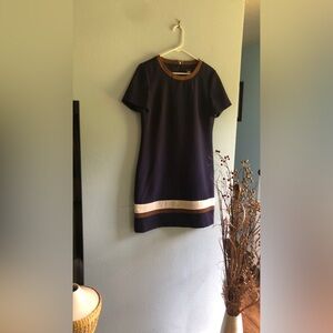 Tommy Hilfiger Blue and Brown Sheath Dress Work Mini